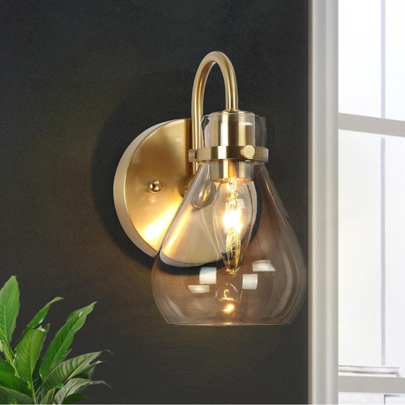 Gold Sconces Wall Lighting, Modern 1-Light Wall Sconce With Clear Glass Shade - Picture 1 of 1